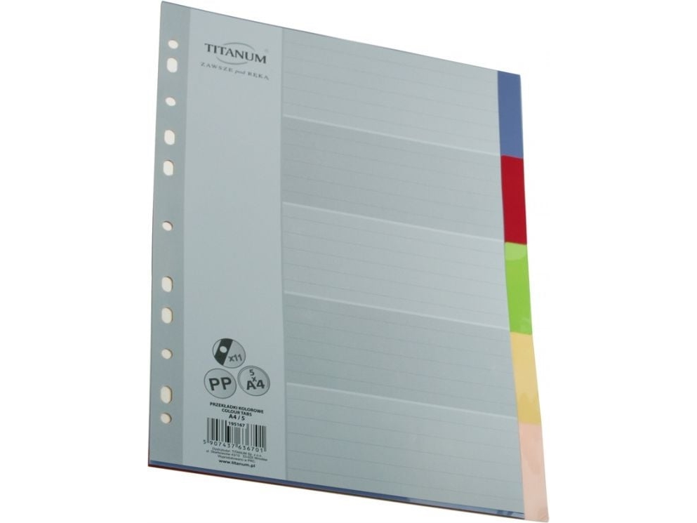 Titanum Przekladka A4 5KOL PP IK05 | Arkivering - Elastikmappar & Chartekker - Charters | GameStuff