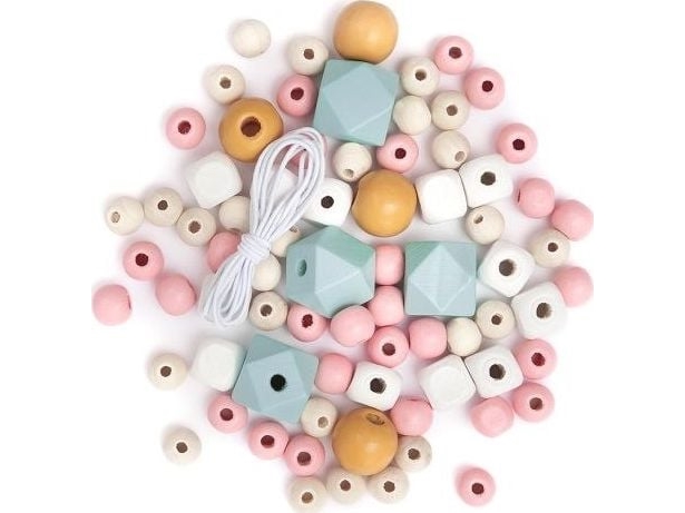 Dp Craft Træperler Pastel 80 Stk. Dprcaft Pastel 80Szt. Dalprint
