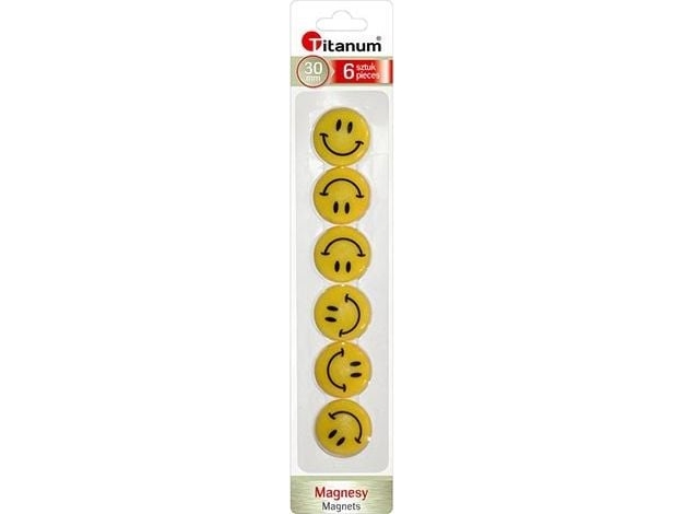 Titanum Magnesy til tavler TITANUM 30 mm/6 stk. smiley Titanum
