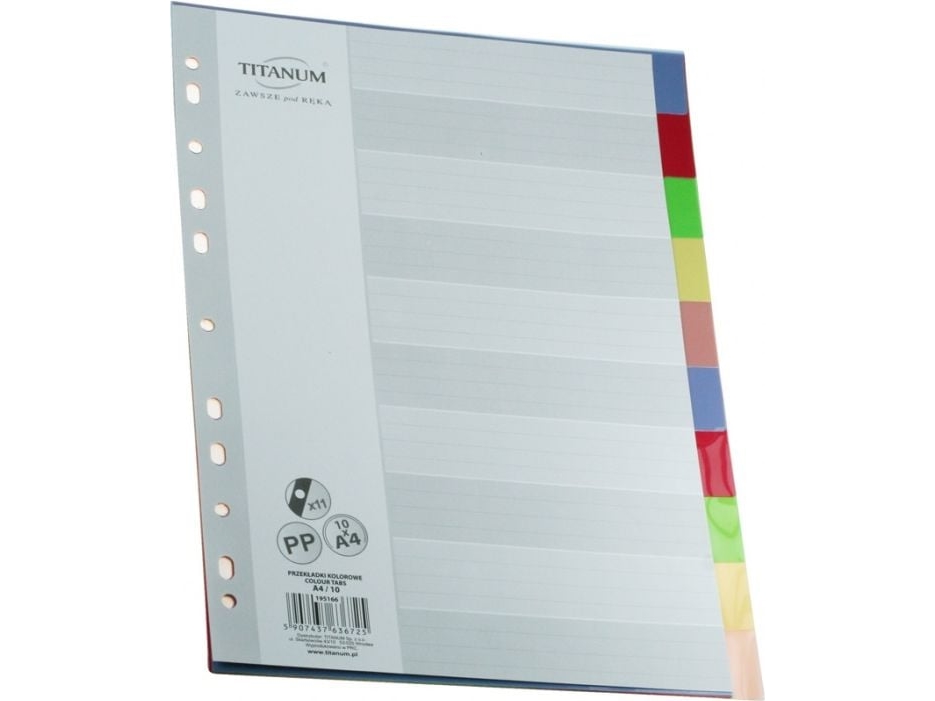 Titanum PrzekĹadka A4 10 kolorĂłw | Arkivering - Elastikmappar & Chartekker - Charters | GameStuff