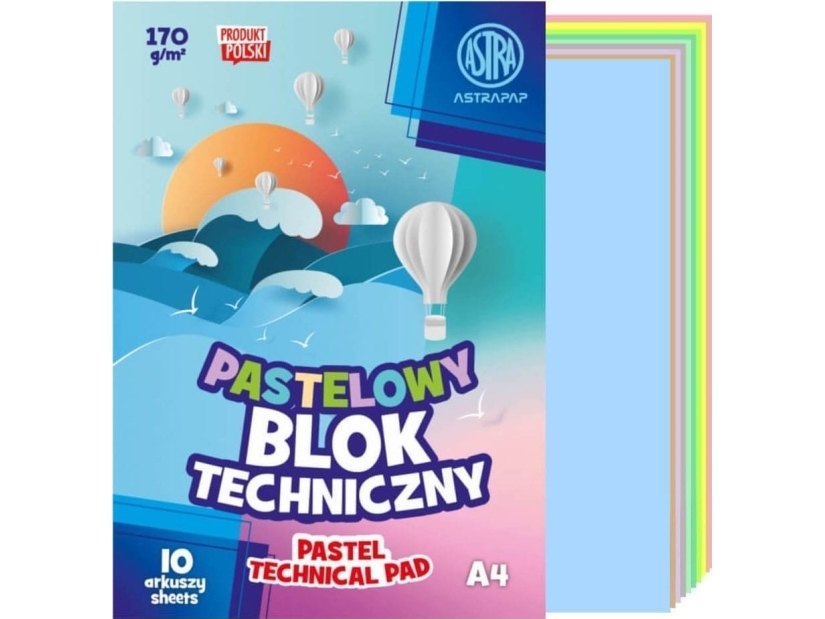 Astra Blok Teknisk A4 Pastel 10 Ark 170 G/M² Astra