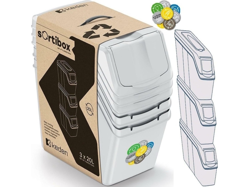 Prosperplast sopkärl SortiBox set 3 st. 20 L sort/ljusgrå | Huset - Tvätt & Rengöring - Torkställ och tvättkorgar | GameStuff