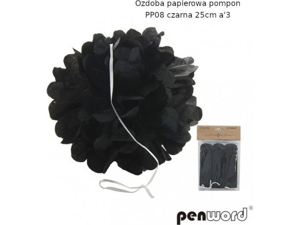 Polsirhurt Papirpomponer Sort 25 Cm Pp08