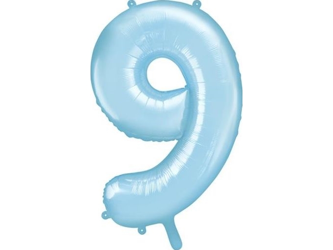 Hellblaue Zahlenballons, 86 Cm