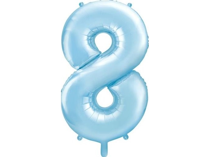Hellblaue Zahlenballons, 86 Cm