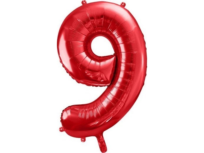 Partydeco Großer Folienballon 86 Cm Rot Zahl 9 Für Helium