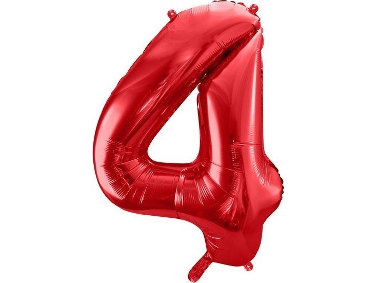 Partydeco Folienballon Zahl 4 Groß Rot Geburtstag 34'