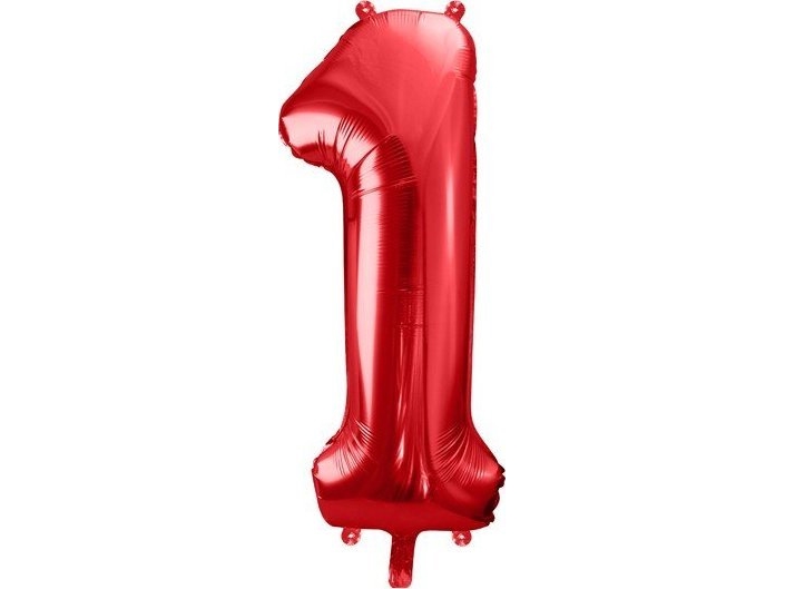 Partydeco Stor Folieballon Rød Tal 1 (Til Helium)