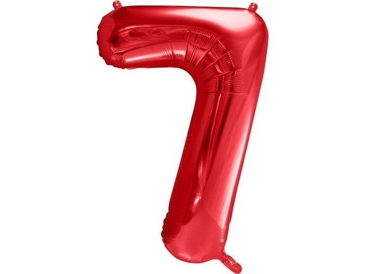 Partydeco Großer 86Cm Roter Nummer 7 Sieben Helium Luft Folienballon