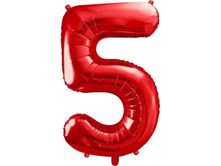 Partydeco Große Folienballon 86 Cm Rot Ziffer 5 Für Helium