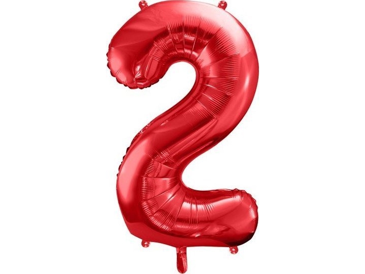 Partydeco Folienballon Zahl 2 Groß Rot 34"