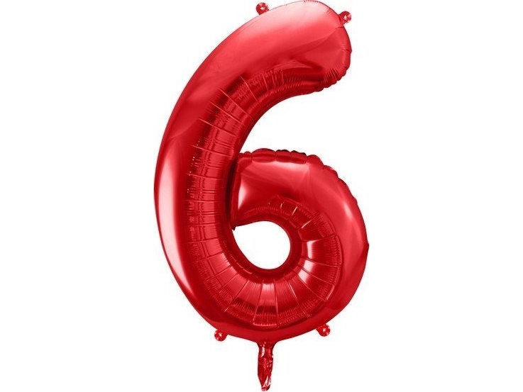 Partydeco Großer Folienballon 86 Cm Rot Zahl 6 (Für Helium)