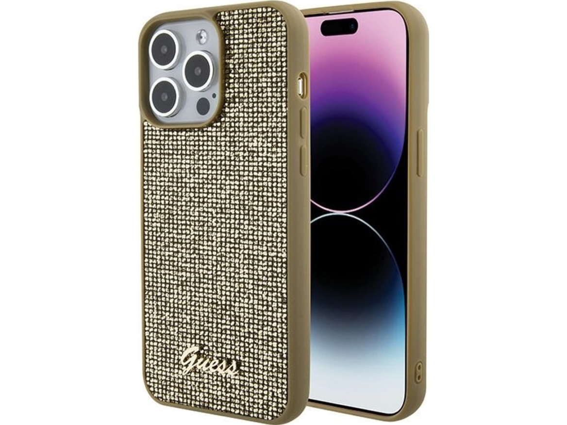 Guess Disco Metal Script Cover Til Iphone 15 Pro Max - Guld