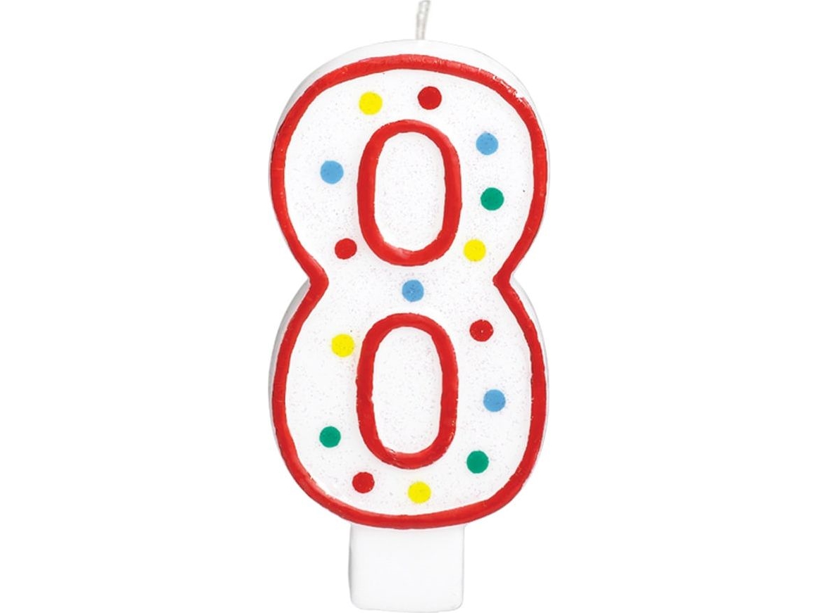AMSCAN fødselsdagslys tal 8 med prikker - 13 cm - 1 stk - universal