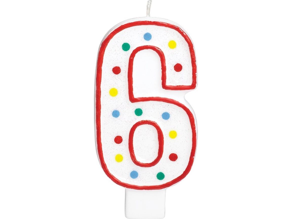 AMSCAN Prikket nummerlys seks 6 - 13 cm - 1 stk universal