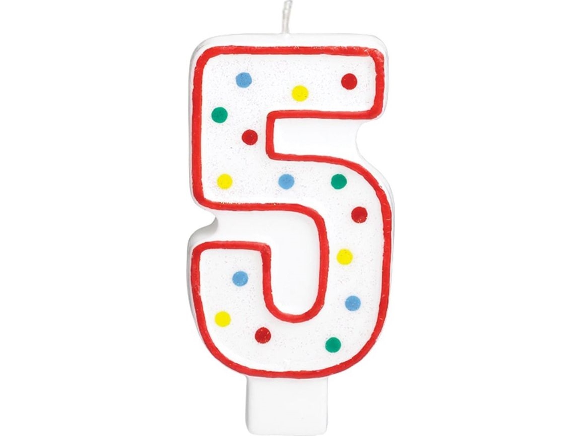 AMSCAN Prikket nummerlys fem 5 - 13 cm - 1 stk universal