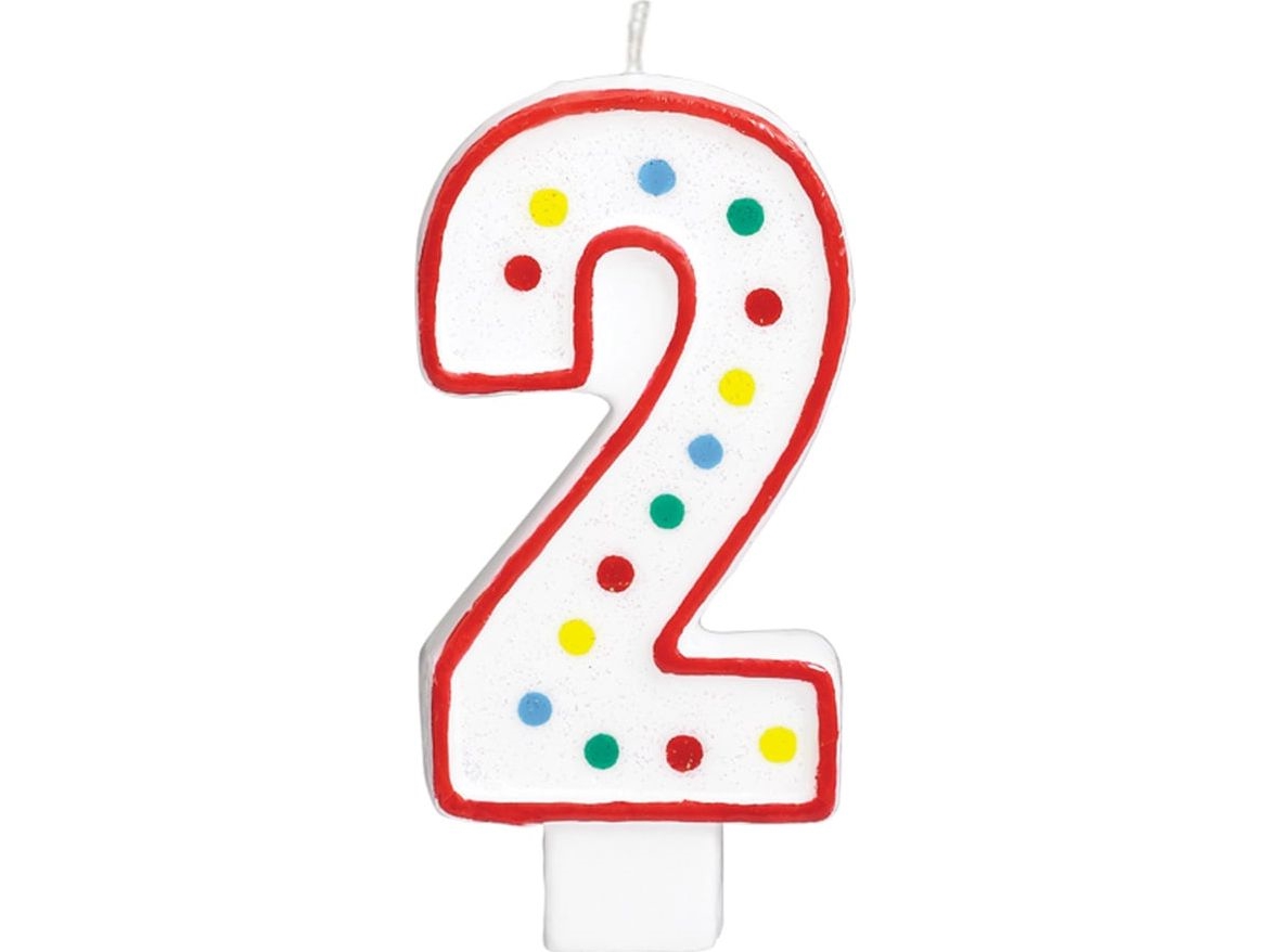 AMSCAN ljus siffra med prickar två 2 - 13 cm - 1 st universal | Skola & Hobby - Festdekorera - Tårtljus | GameStuff