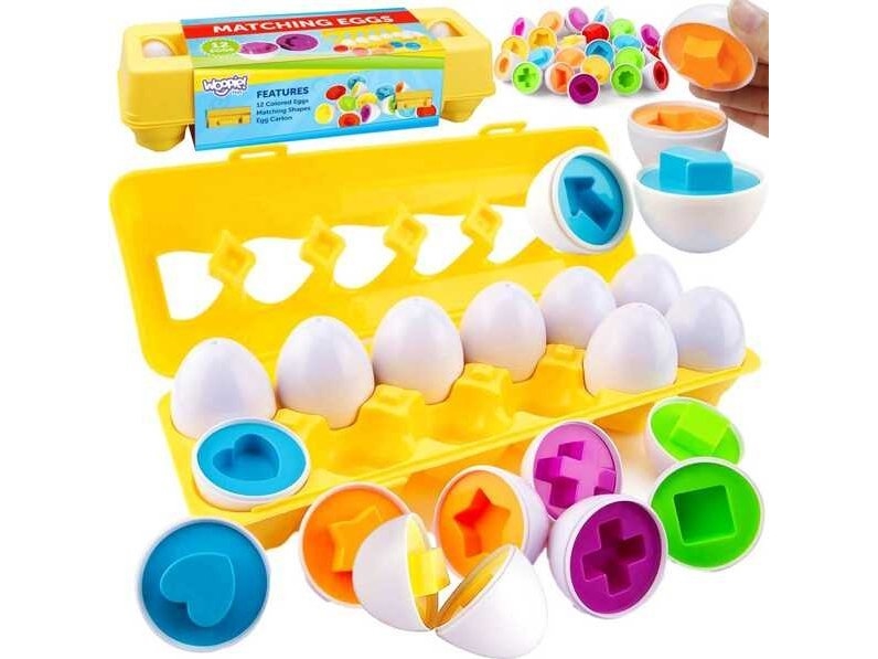 Dėlionė WOOPIE Ugdymo Žaislas Jajka Montessori - Porašyk Formas ir Spalvas