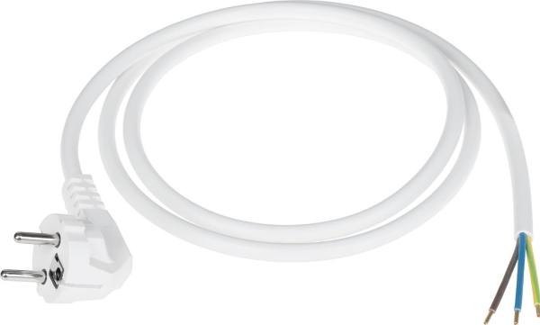 Netzkabel 3X1,5 Mm Weiß 3 M Mit Gewinkeltem Stecker (Urz3508-3)