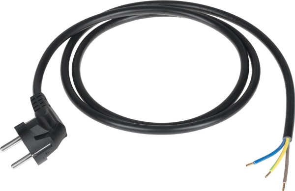 Stromkabel 3X1,5 Mm Schwarz 3 M Mit Gewinkeltem Stecker (Urz3509-3)