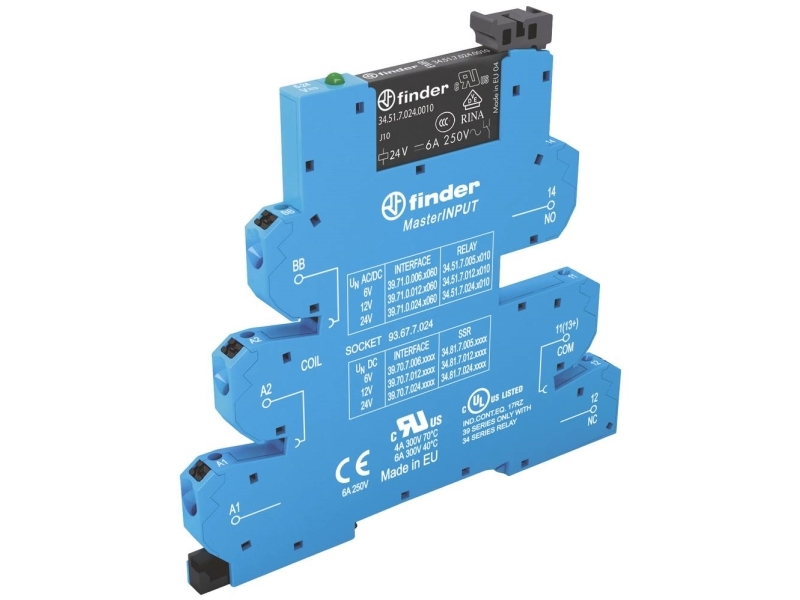 Finder 39.71.8.230.5060 Schaltrelais 230 V/Ac, 6 A, 1 Wechslerkontakt, 1 Stk