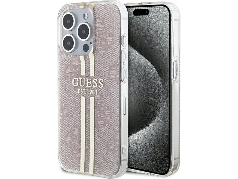Guess Iml 4G Gold Stripe Case Für Iphone 14 Pro Max - Pink