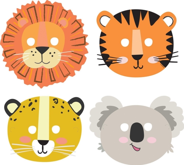 Amscan Papiermasken Für Kindergeburtstag Safari 8St