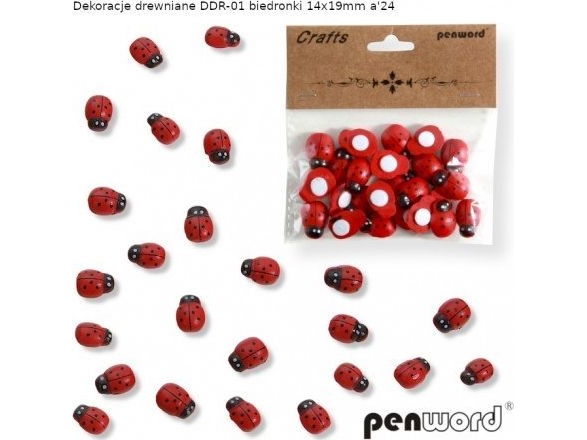 Dekorationer i træ Marihøne 14x19 mm – 24 stk