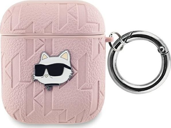 Karl Lagerfeld Karl Lagerfeld Kla2pgchpp Airpods 1/2 Abdeckung Różowy/Rosa Monogramm Choupette Kopf