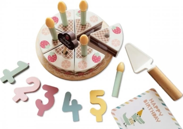 Tooky Toys Medinis gimtadienio tortas su žvakutėmis TOOKY TOY