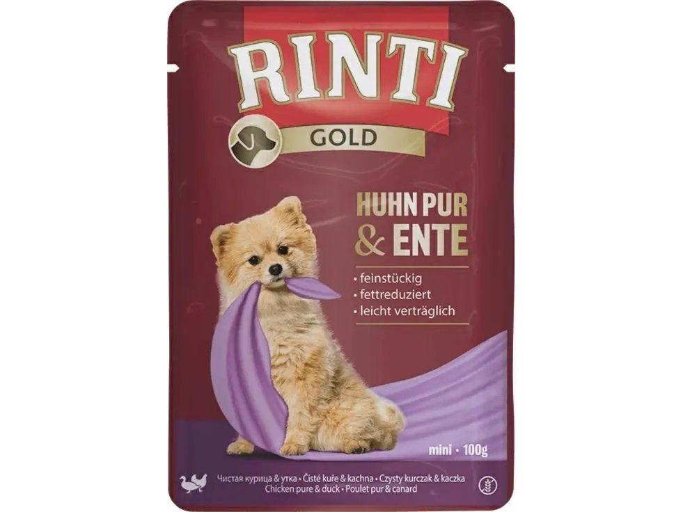 Rinti Gold Vådfoder Til Lille Hunde Kylling & And 100 G
