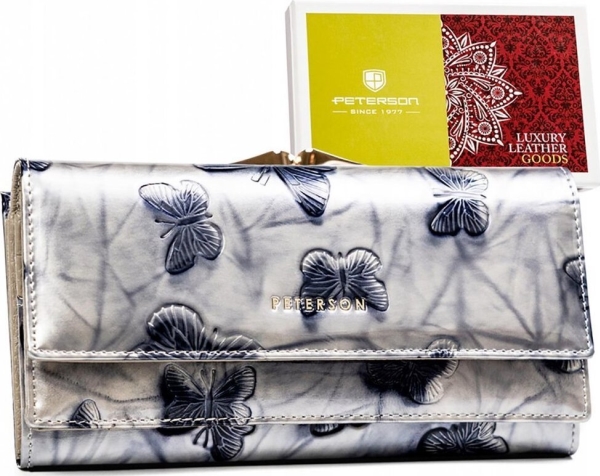 Peterson Naisten nahkainen lompakko PTN 421028-BF SILVER NoSize