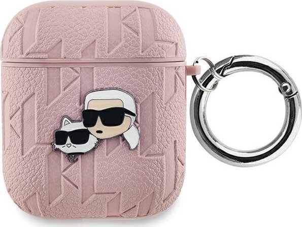 Karl Lagerfeld Karl Lagerfeld Kla2pgkcpp Airpods 1/2 Cover Różowy/Pink Monogram Karl & Choupette Head