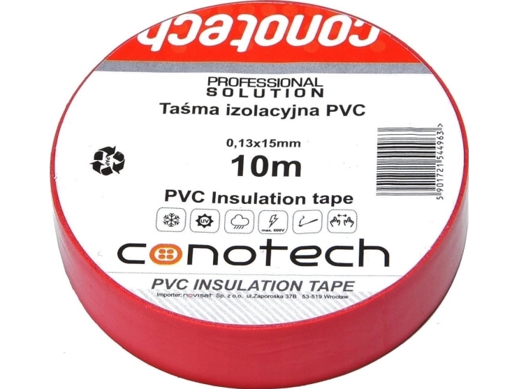 Conotech Isoleringstape Rød Pvc 0,13X15x10m Ns