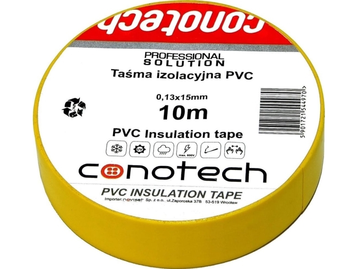 Conotech Isoleringstape Gul Pvc 0,13X15x10 M Ns (Bx10258)
