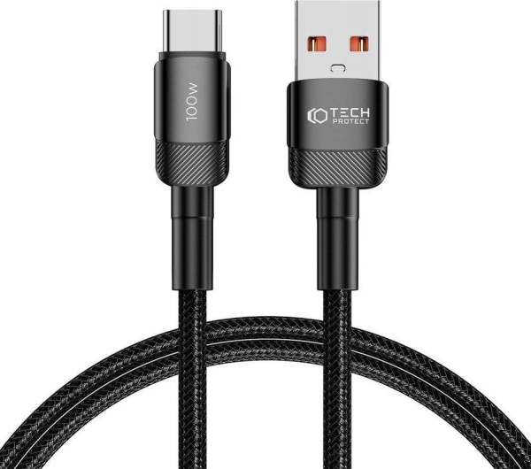 Kabel Usb - Usb Typ C 100W / 5A 1M Tech-Protect Ultraboost Evo Schwarz