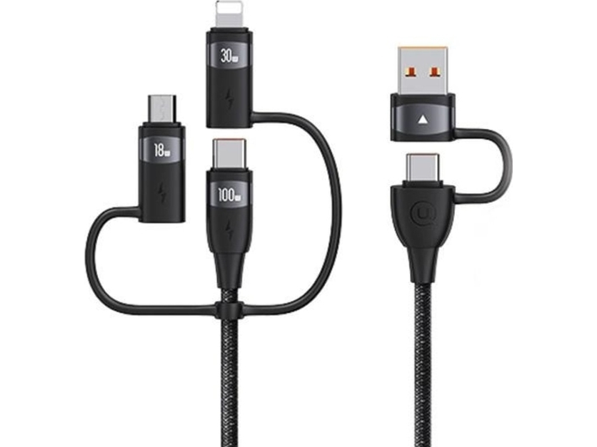 Usams Kabel Usams Us-Sj645 U85 Usb-A+Usb-C/Usb-C, Lightning, Microusb 6W1 1,2M 100W Pd Fast Charge Czarny/Black