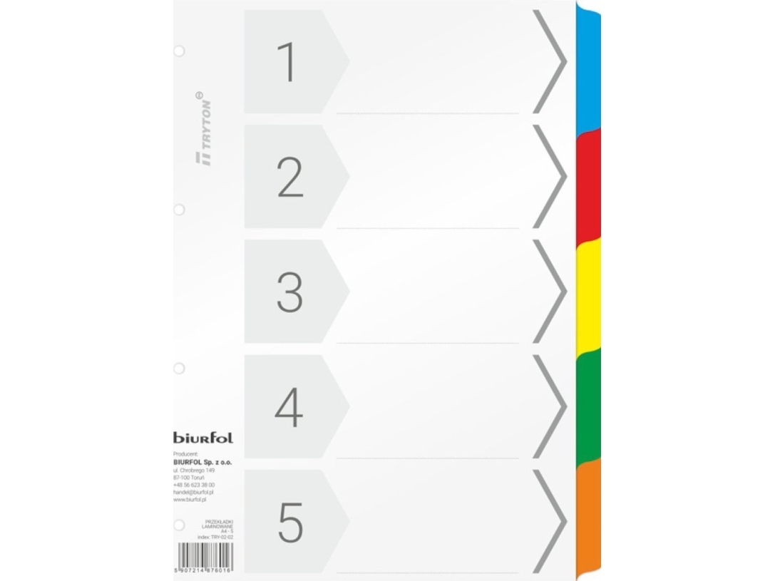 Biurfol A4 avdelare i kartong 5 ark | Papper & Emballage - Specialpapper - Lösa pappersark | GameStuff