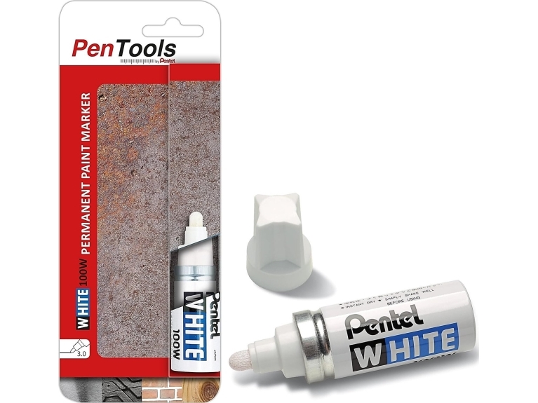 Pentel Permanent Marker X100w, Kuglespids, Hvid Stregfarve: Hvid, Metalhus Med Hætte, - 1 Stk (X100w-Pro1eu)