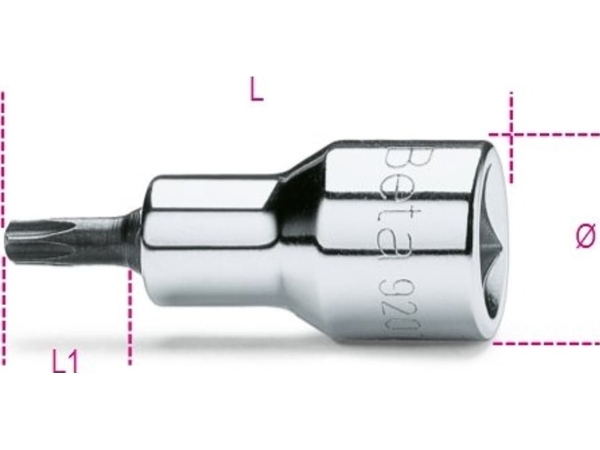 BETA Tophylse 1/2 til skruer med TORX T20 indvendig sekskant, 58 mm, 920TX
