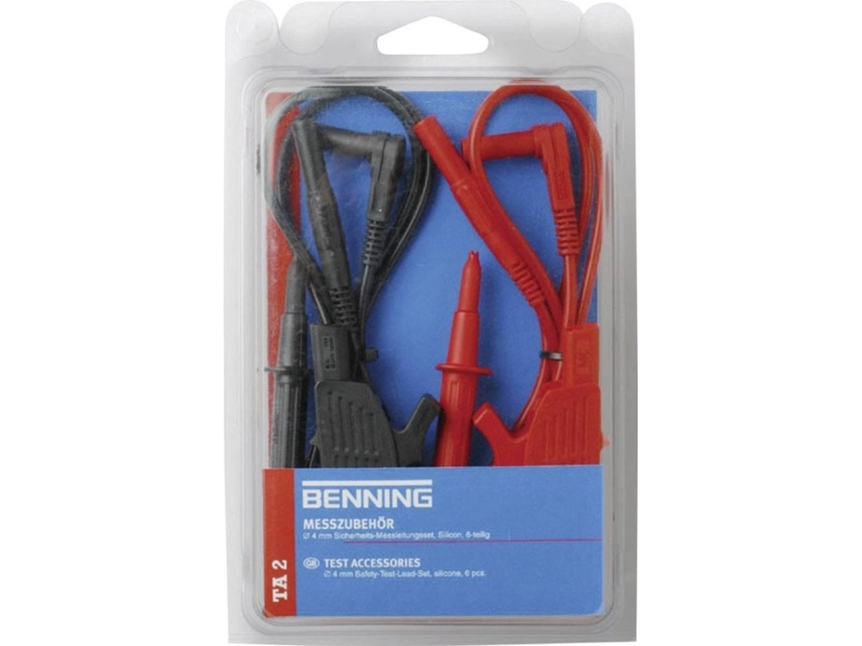 Benning Sicherheits-Messleitungs-Set [ Lamellenstecker 4 Mm - Lamellenstecker 4 Mm] 1.00 M Rot, Schwarz Benning Ta 2 (044125)
