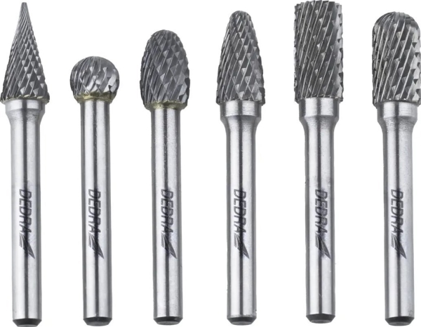 Dedra Fräser Für Metall, 6-Tlg. Set, Schaft 6 Mm, Hartmetall Wolfram
