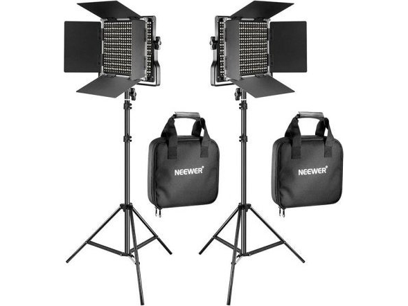 Neewer 660 bi-color LED studielysæt: to 40W 3200-5600K lamper + stativer + gates