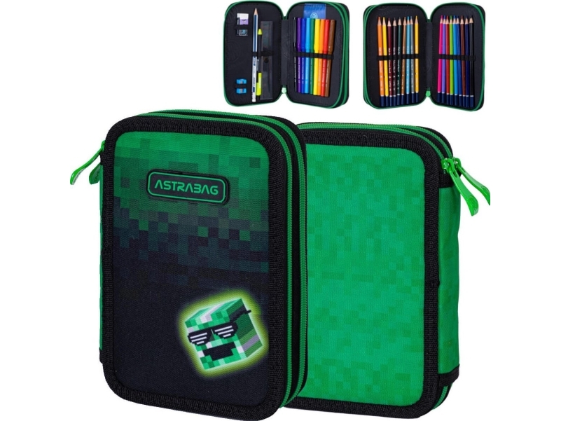 Astra Kaksinkertainen kynälaukku lisävarusteineen Astrabag Pixel Hero AC21 |
