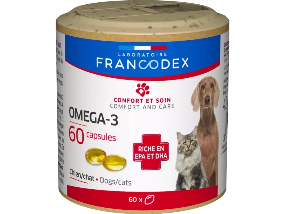Francodex Omega-3 antiinflammatorisk kapsler til hunde og katte 60 kapsler