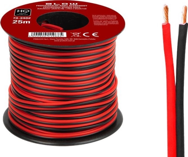 Blow 73-340 kabel # 2x0,22 mm sort-rød 25 m