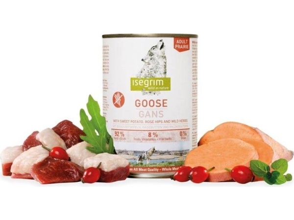 Isegrim Voksen Prairie And - Vådfoder Til Voksne Hunde, Gås Med Søde Kartofler, Vilde Rosenfrugter & Urter, 400 G