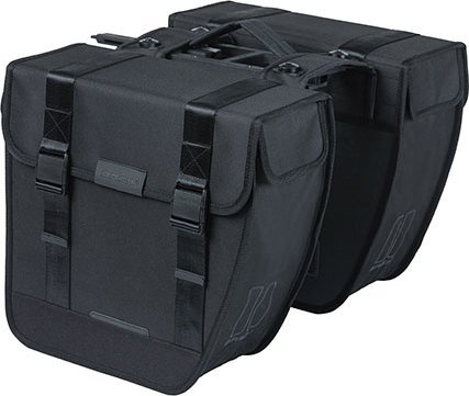BASIL TOUR DOUBLE PANNIER BAG MIK 28L, MIK System (ready to go) vandtæt sort (NY 2024)