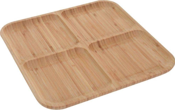 Excellent Houseware Bambus Firkantede Træbakke Med Split 30x30 Cm