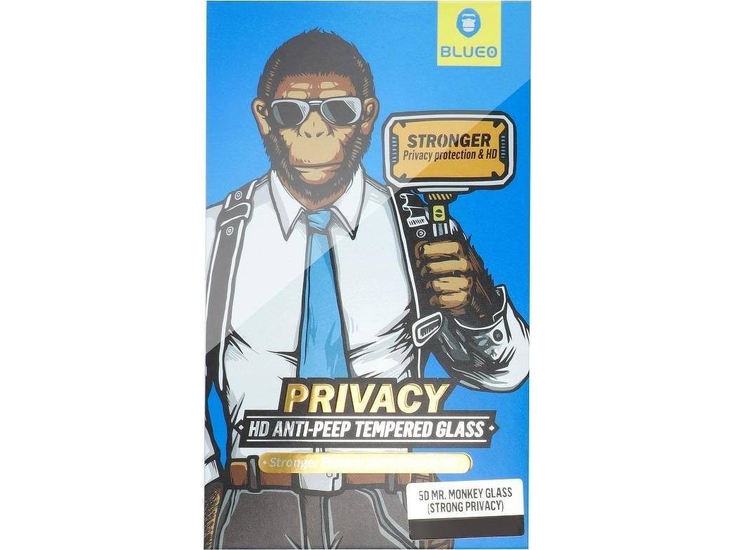 Strong Hærdet Glas 5D Mr. Monkey Glass Til Apple Iphone 13 Pro Sort (Strong Privacy)